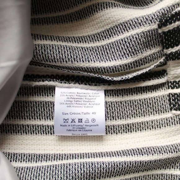 Baum Und Pfergarten Aralda Dress Stripe Fringe Hem Ecru Black Size 40/ L - Picture 10 of 10